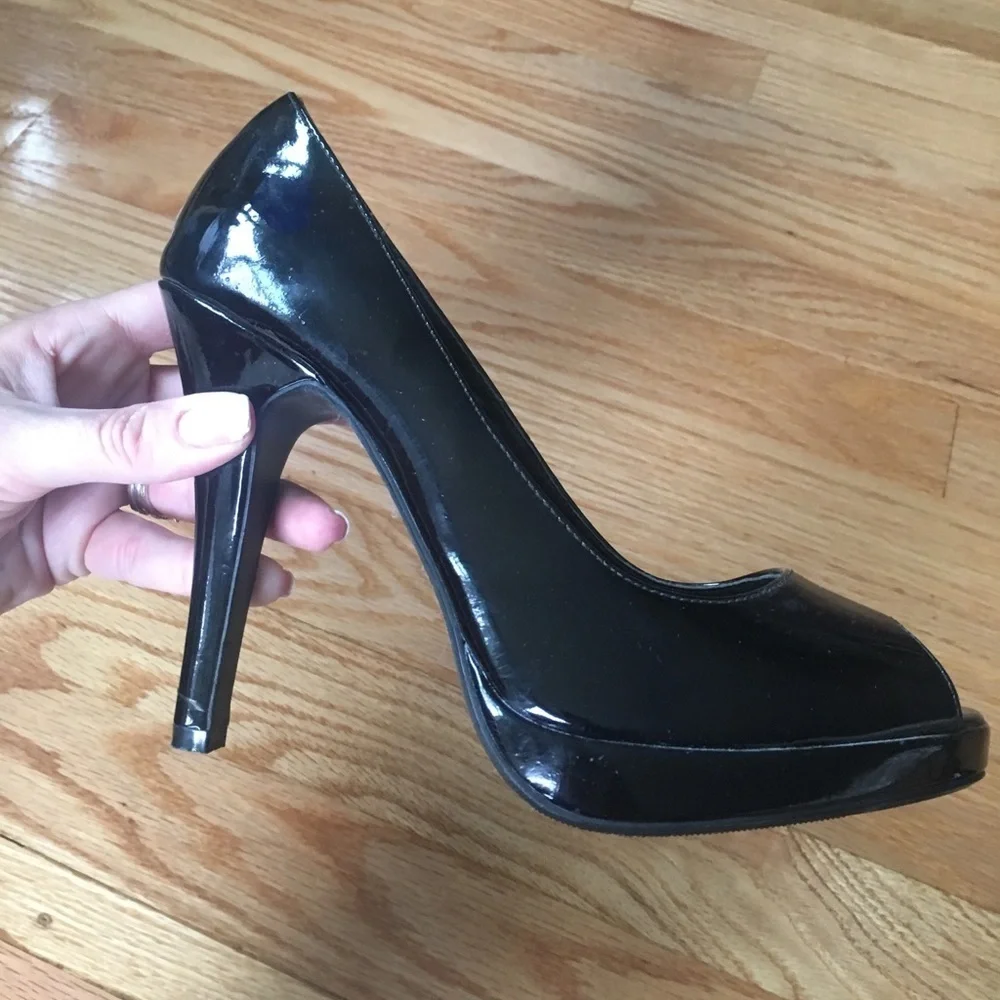 Black patent leather heels
